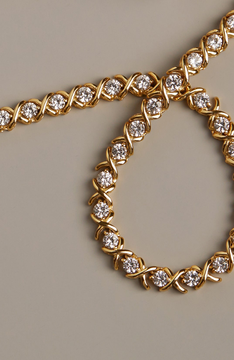 Aurate New York X Estate Lab-Grown White Sapphire Tennis Bracelet, Alternate, color, Gold / Clear