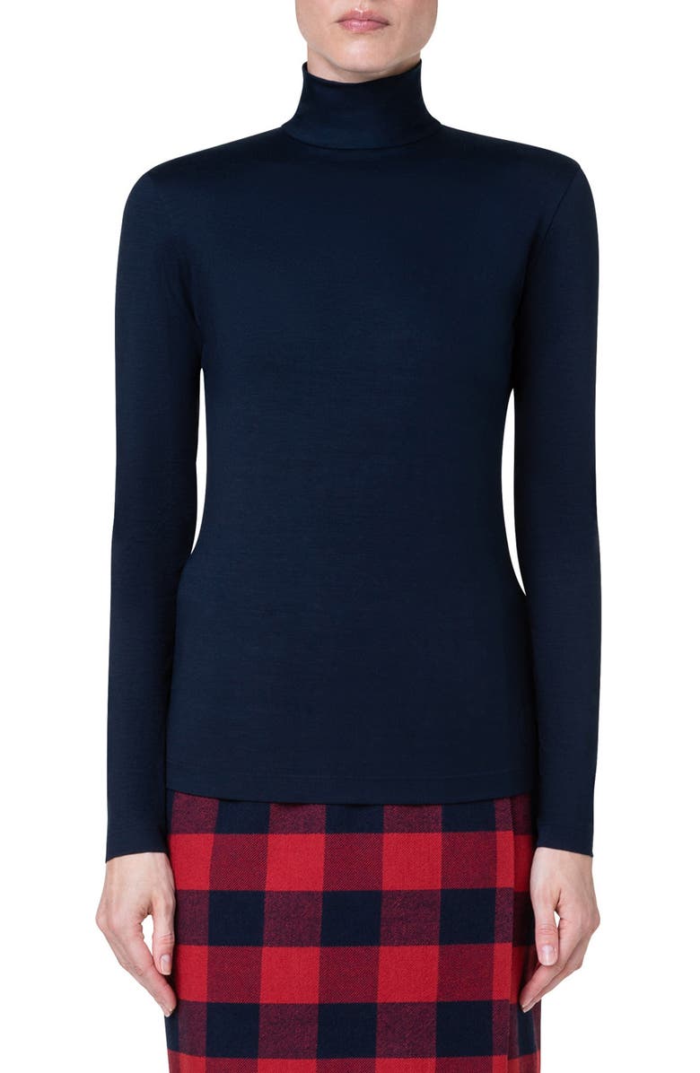 Akris punto Stretch Jersey Turtleneck Top, Main, color,