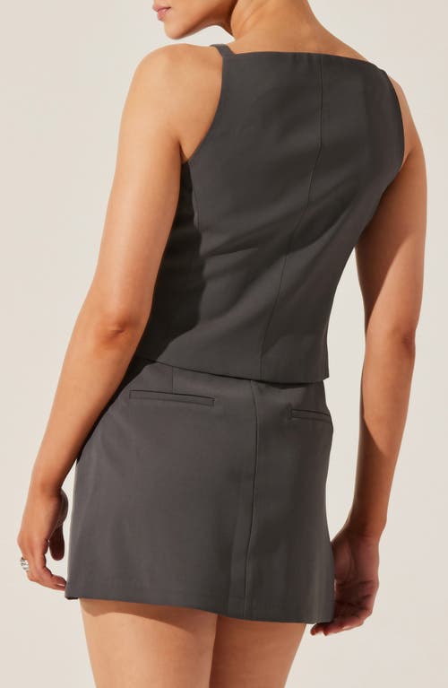 Astr The Label Button-up Vest In Charcoal