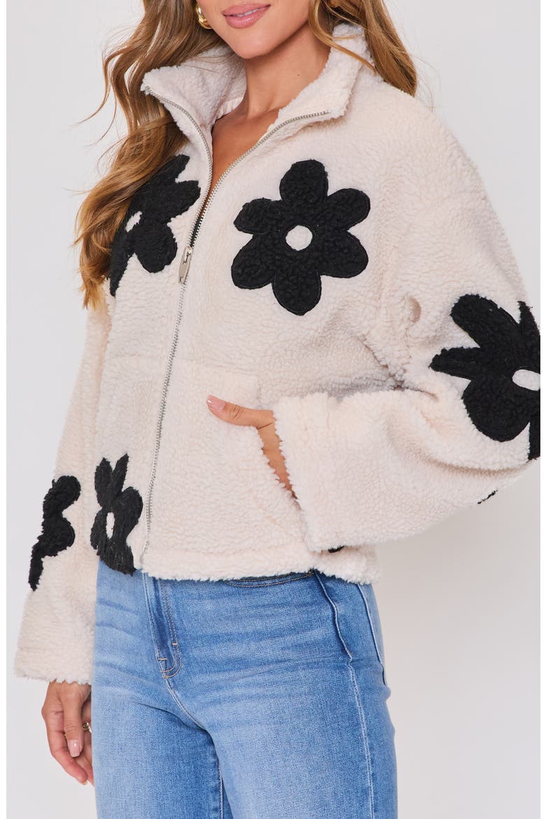 Mountain Escape Faux Shearling Zip Jacket, Alternate, color, CREAM/ BLACK