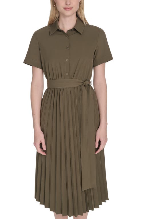 Calvin Klein Short Sleeve Pleated Shirtdress