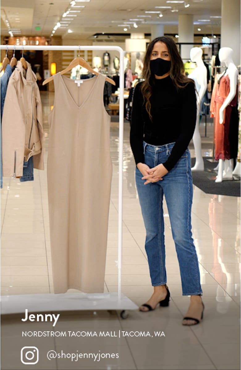 V-Neck Stretch Cotton Shift Dress, sales video thumbnail