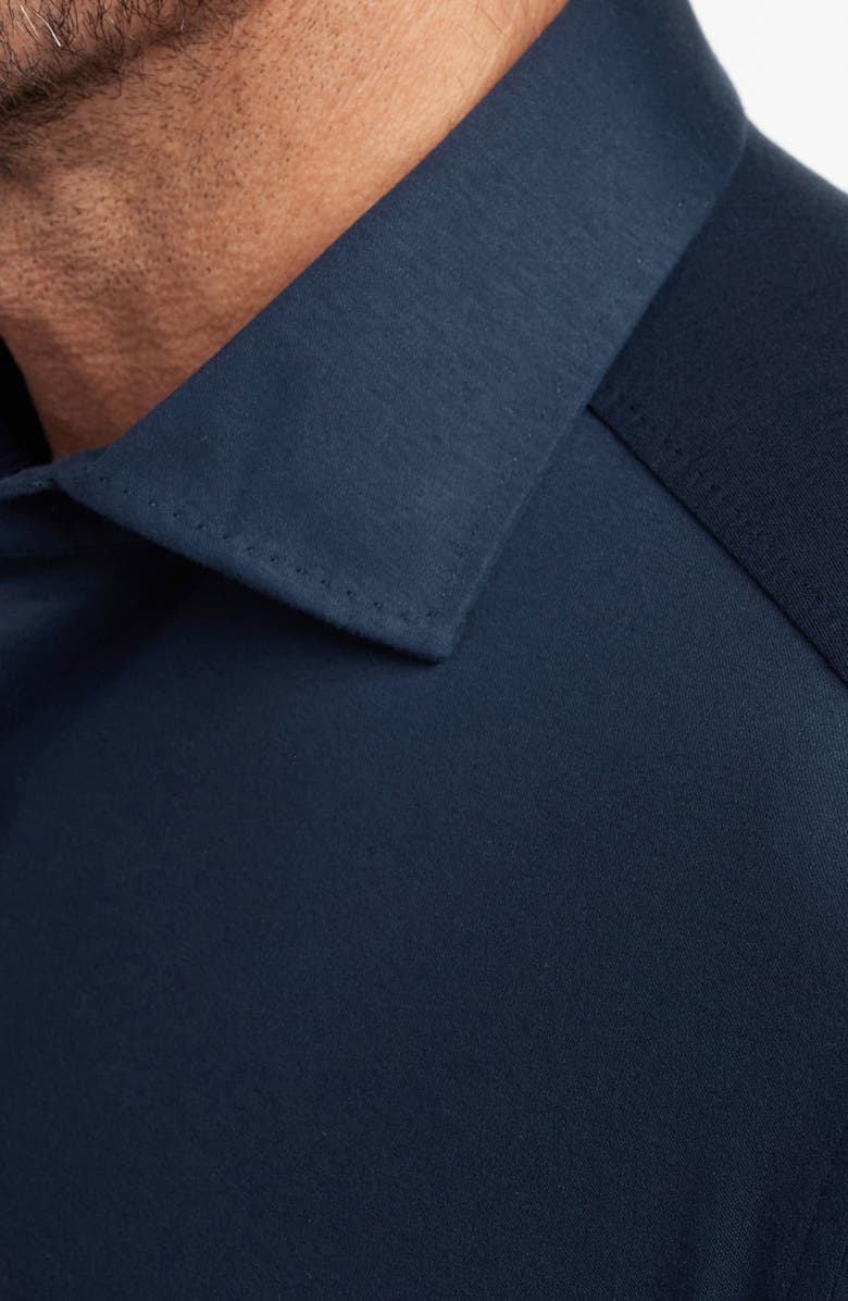 David Donahue Knit Cotton Button-Up Shirt, Alternate, color, Navy