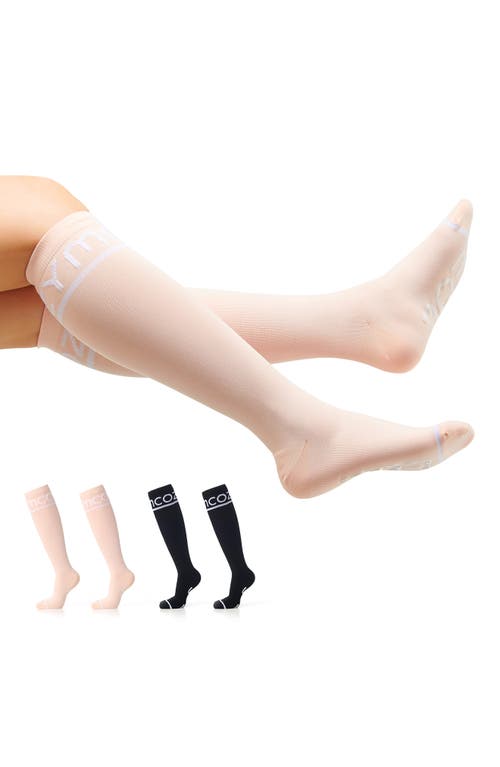 Momcozy Assorted 2-pack Knee High Maternity Compression Socks In Black And Pink