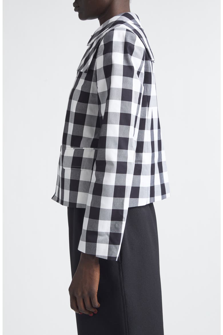 Big Gingham Cotton Jacket, Alternate, color, BLACK