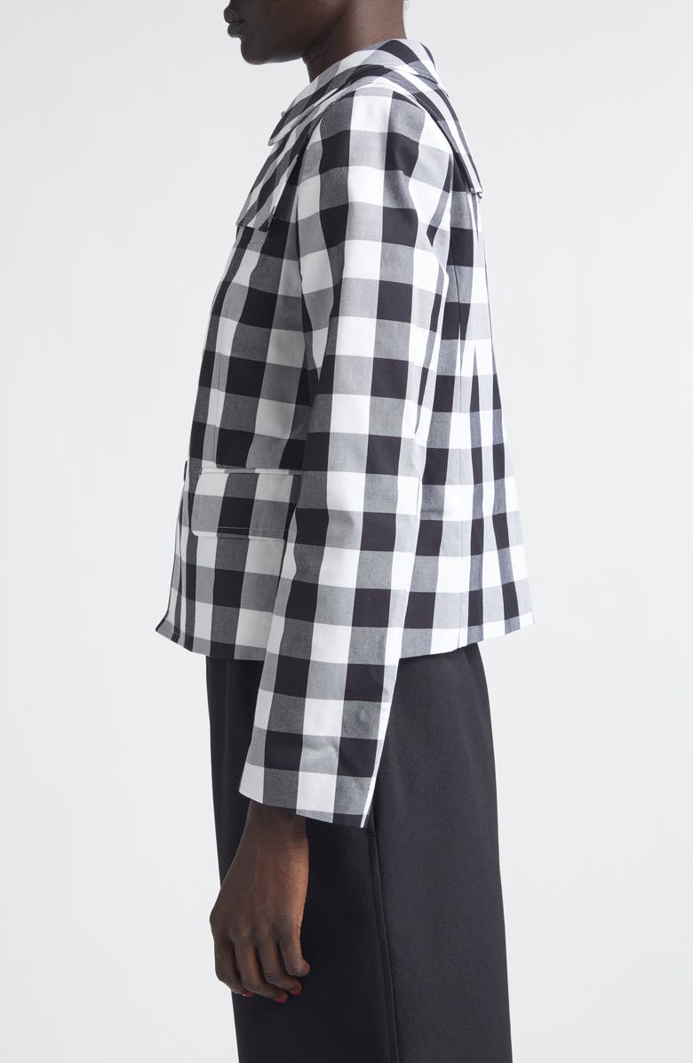 Comme des Garçons Girl Big Gingham Cotton Jacket, Alternate, color, Black