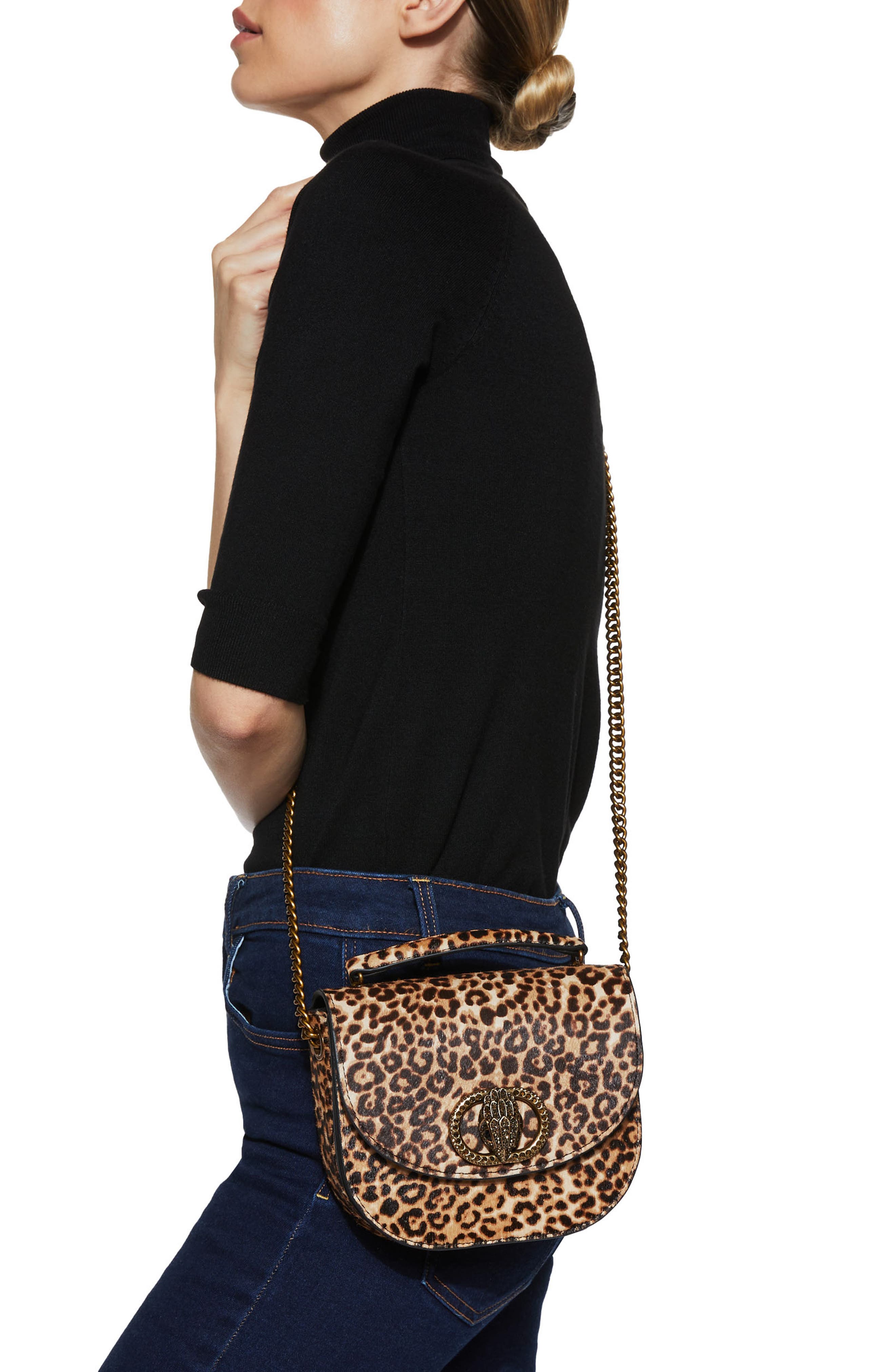 Kurt Geiger London Chelsea Genuine Calf Hair Saddle Bag, Alternate, color, Brown/Oth