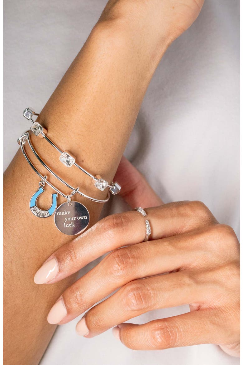 Make Your Own Luck Duo Charm Bangle Bracelet, Alternate, color, Silver