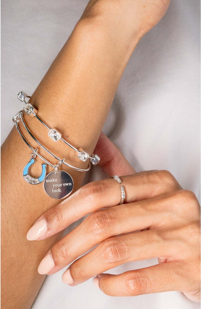 Alex and Ani Make Your Own Luck Duo Charm Bangle Bracelet, Alternate, color, Silver