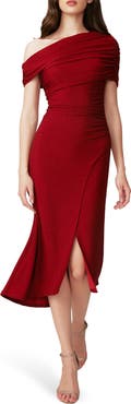 Diane von Furstenberg Agustin Metallic Sparkle One-Shoulder Midi Dress