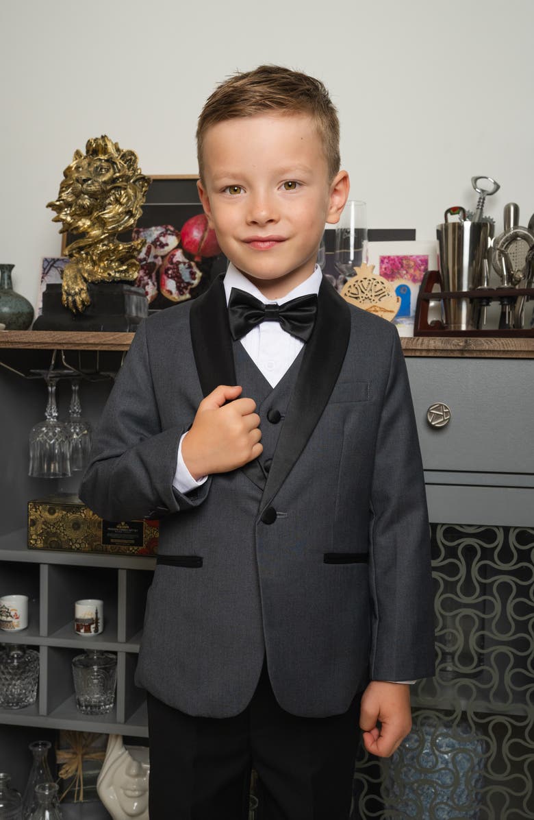 Peanut Butter Collection Kids' Love & Angels 5-Piece Slim Fit Tuxedo, Alternate, color, Charcoal