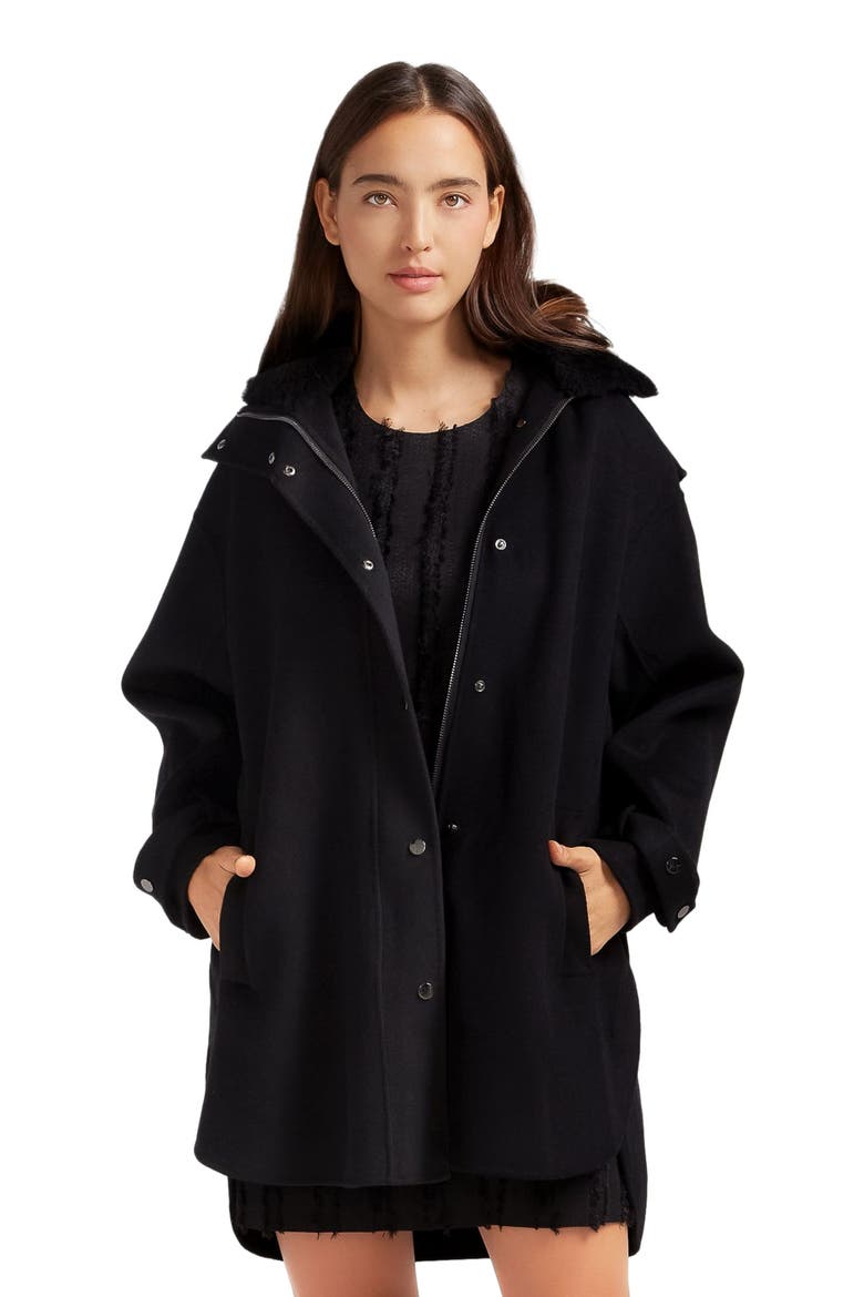 Heavy Hearted Detachable Hooded Coat, Alternate, color, Black
