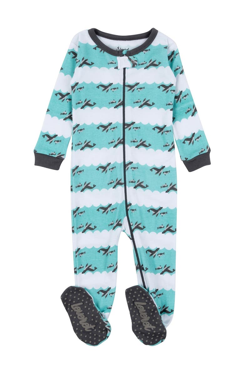 Leveret Sea Lion Cotton Footie Pajama, Main, color, 