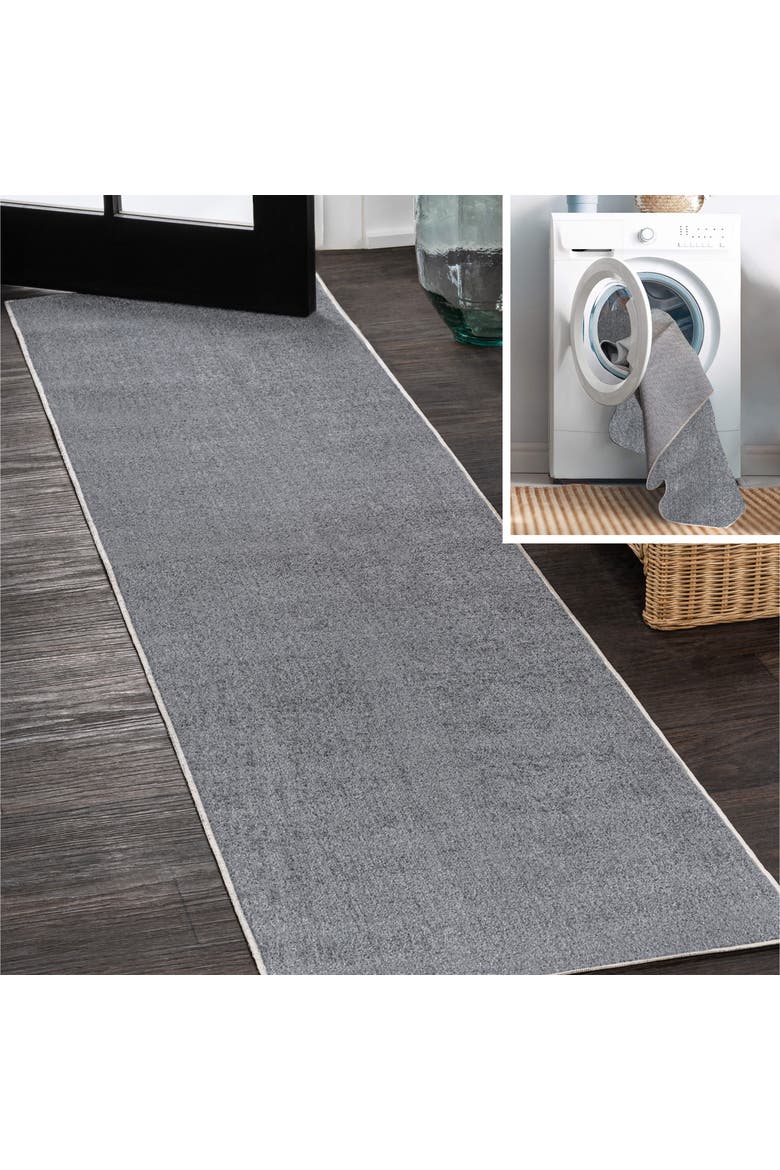 Twyla Classic Solid Low-Pile Machine-Washable Area Rug, Main, color, Gray