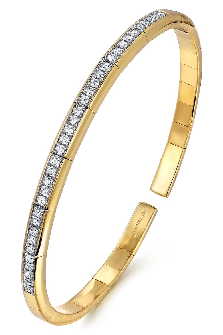 Demure Diamond Cuff Bracelet, Alternate, color, 14K YELLOW GOLD