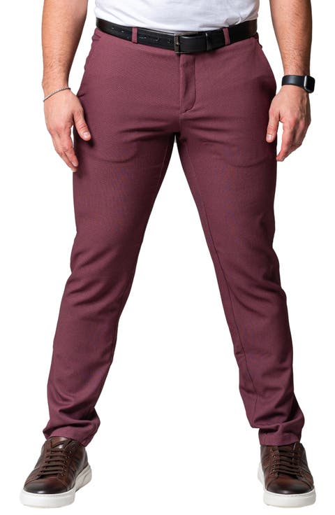 Dot Red Slim Fit Four Way Stretch Pants