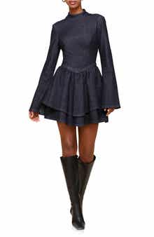 Avec Les Filles Long Sleeve Denim Minidress