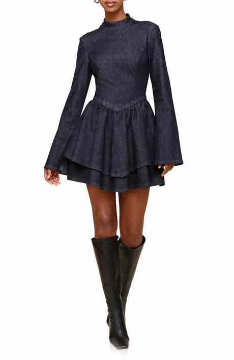 Avec Les Filles Long Sleeve Denim Minidress