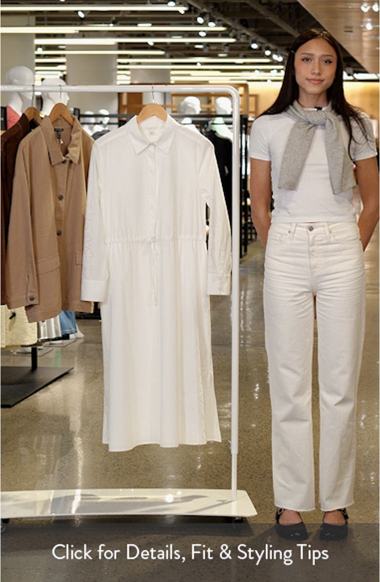 Eyelet Detail Long Sleeve Cotton Shirtdress, sales video thumbnail