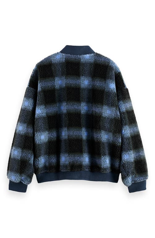 Scotch & Soda Plaid Polar Fleece Cardigan In Multi