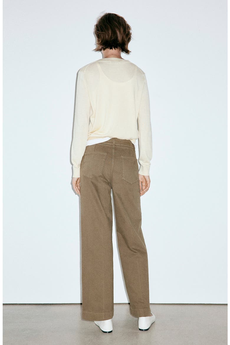 Seamed High Waist Wide Leg Jeans, Alternate, color, KHAKI GREEN