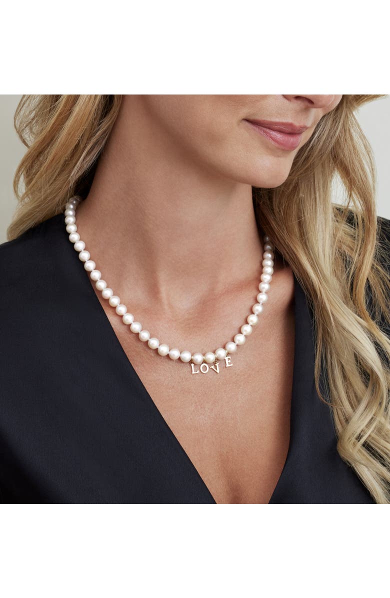 The Pearl Source Freshwater Pearl Necklace & Earrings, Alternate, color, White Gold - Finesse Clasp