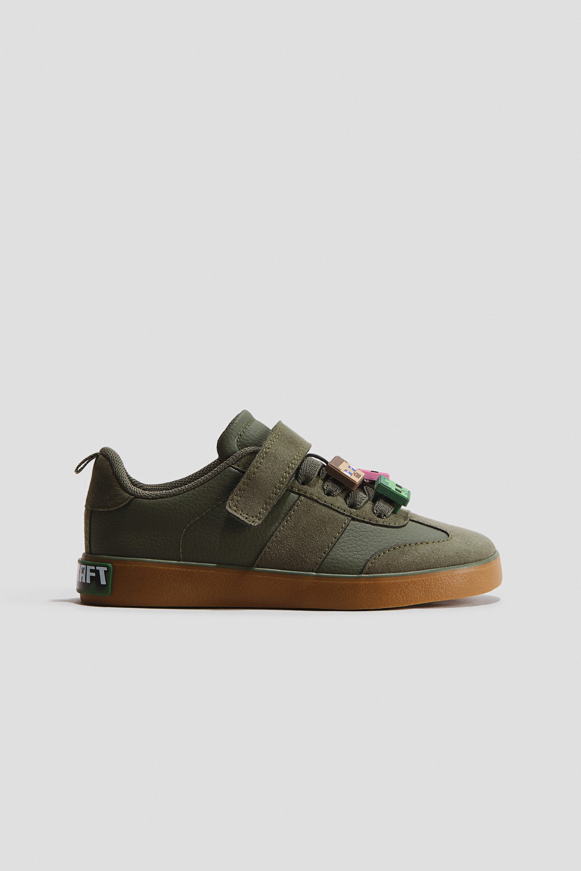 Motif-detail Sneakers, Alternate, color, Dark khaki green/Minecraft