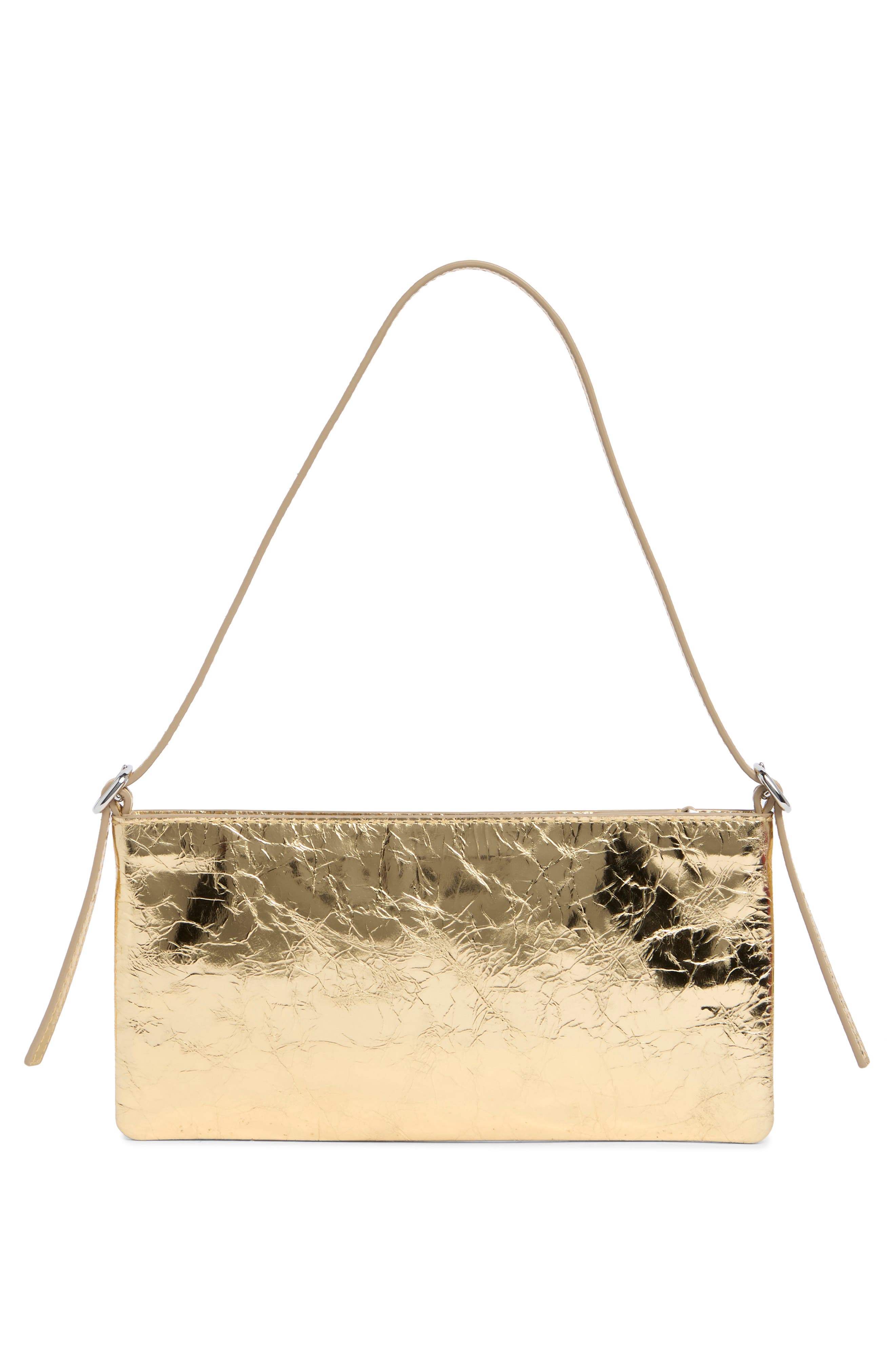 The Mini Sculptural Buckle Shoulder Bag, Alternate, color, GOLD METALLIC