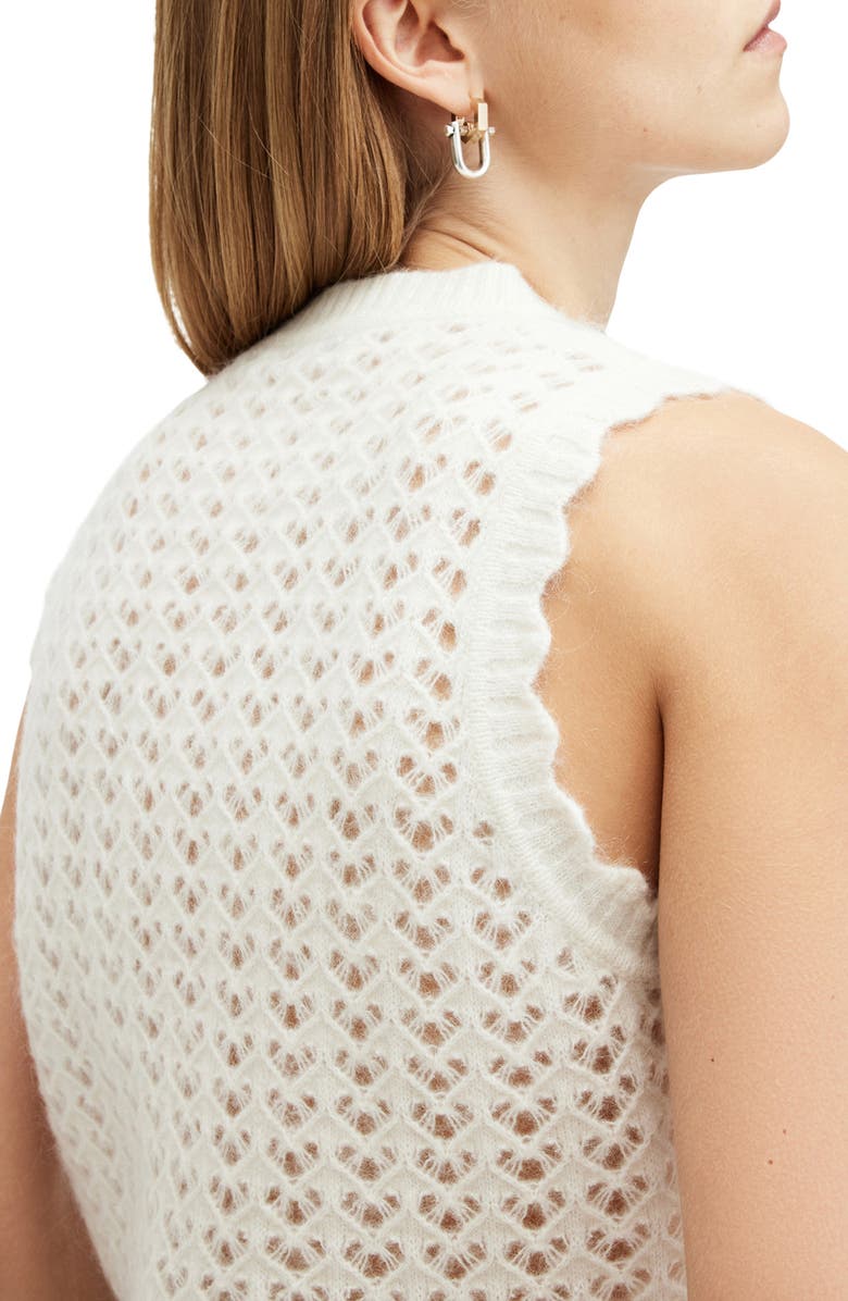 AllSaints Vivian Openwork Sweater Vest, Alternate, color, Chalk White