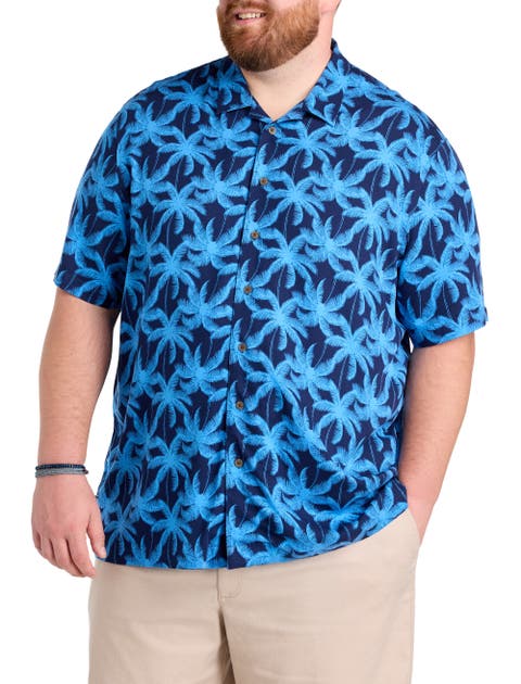 Big & Tall Palm Tree Print Sport Shirt V2