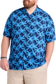 Oak Hill by DXL Big & Tall Palm Tree Print Sport Shirt V2