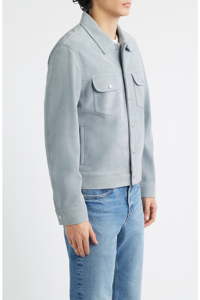 Suede Trucker Jacket, Alternate, color, SMOKY BLUE