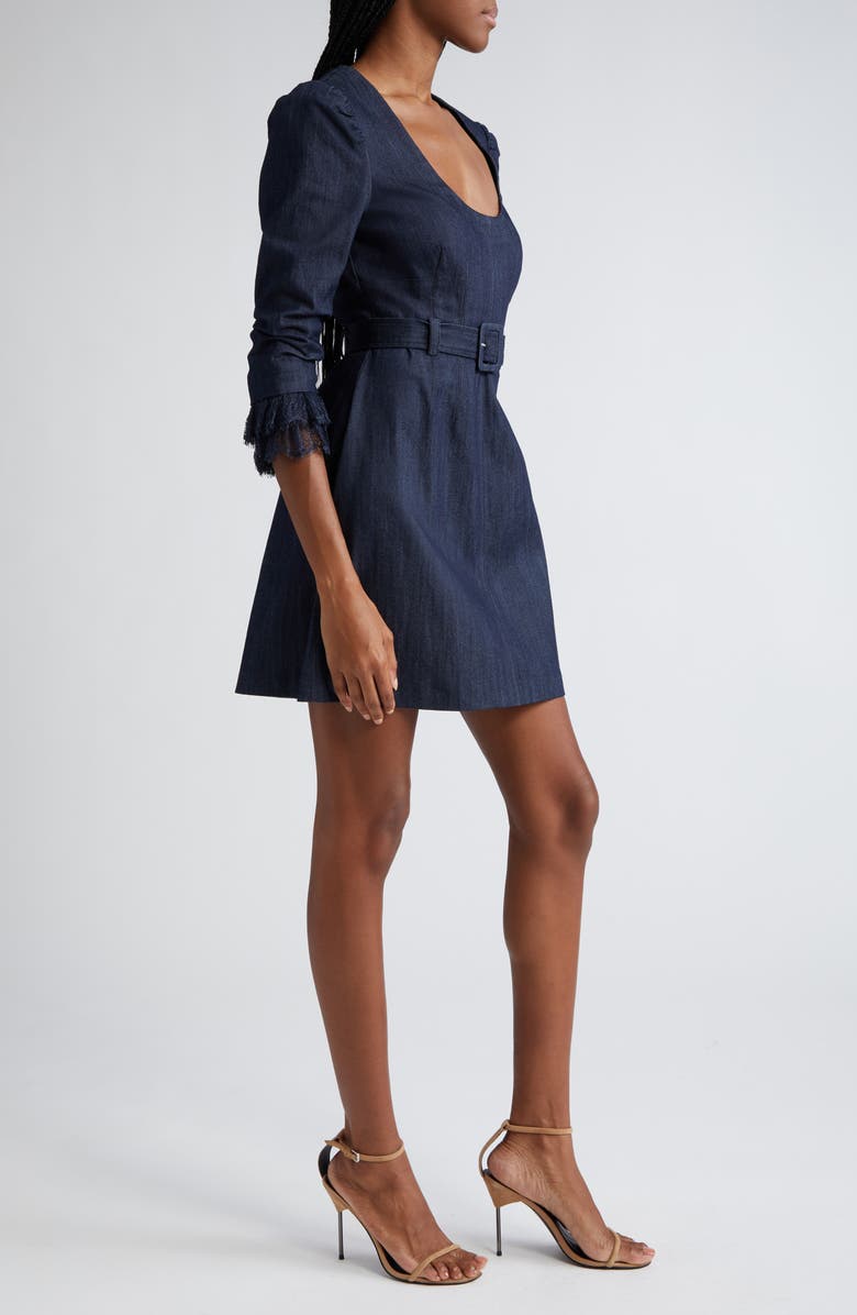 Cinq à Sept Lace Allegra Belted Long Sleeve Denim Minidress, Alternate, color,