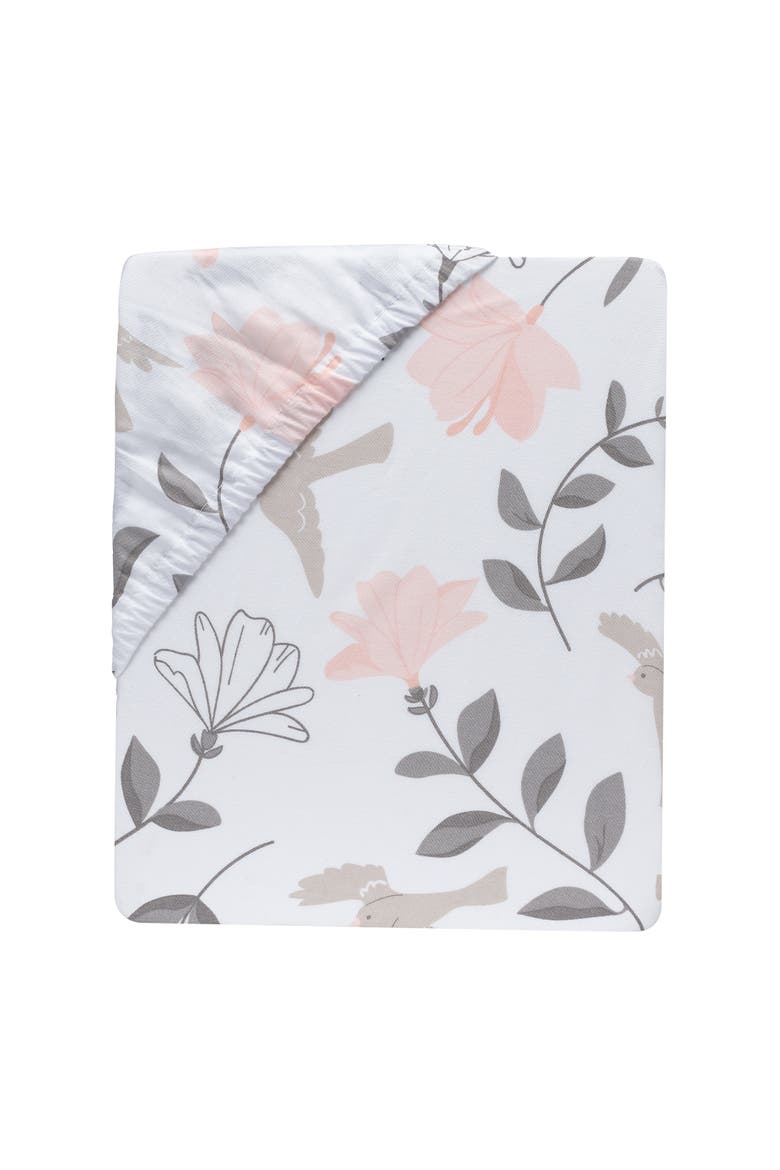 Petals Floral 100% Cotton Fitted Crib/Toddler Sheet, Alternate, color, White
