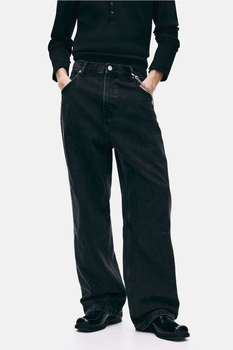Baggy Darted Jeans, Alternate, color, Black