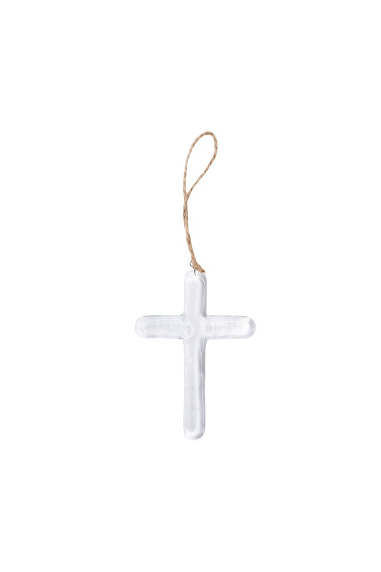 Clear Glass Cross with Hanger for Home Decor Spring Wall Art Elegant Design, Main, color, White