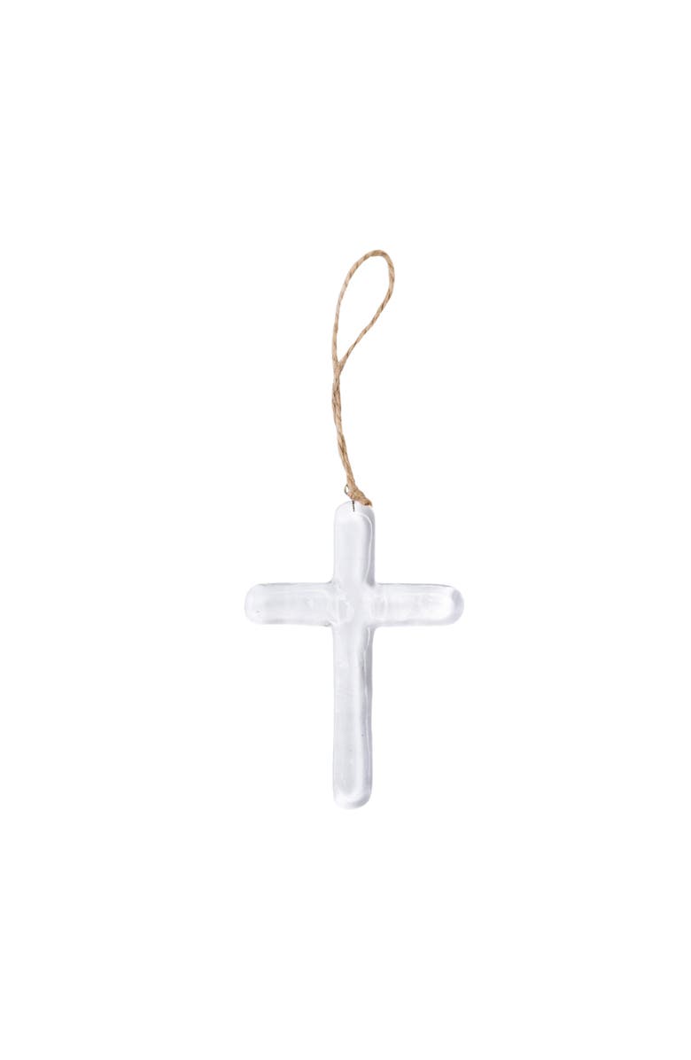 Transpac Clear Glass Cross with Hanger for Home Decor Spring Wall Art Elegant Design, Main, color, White