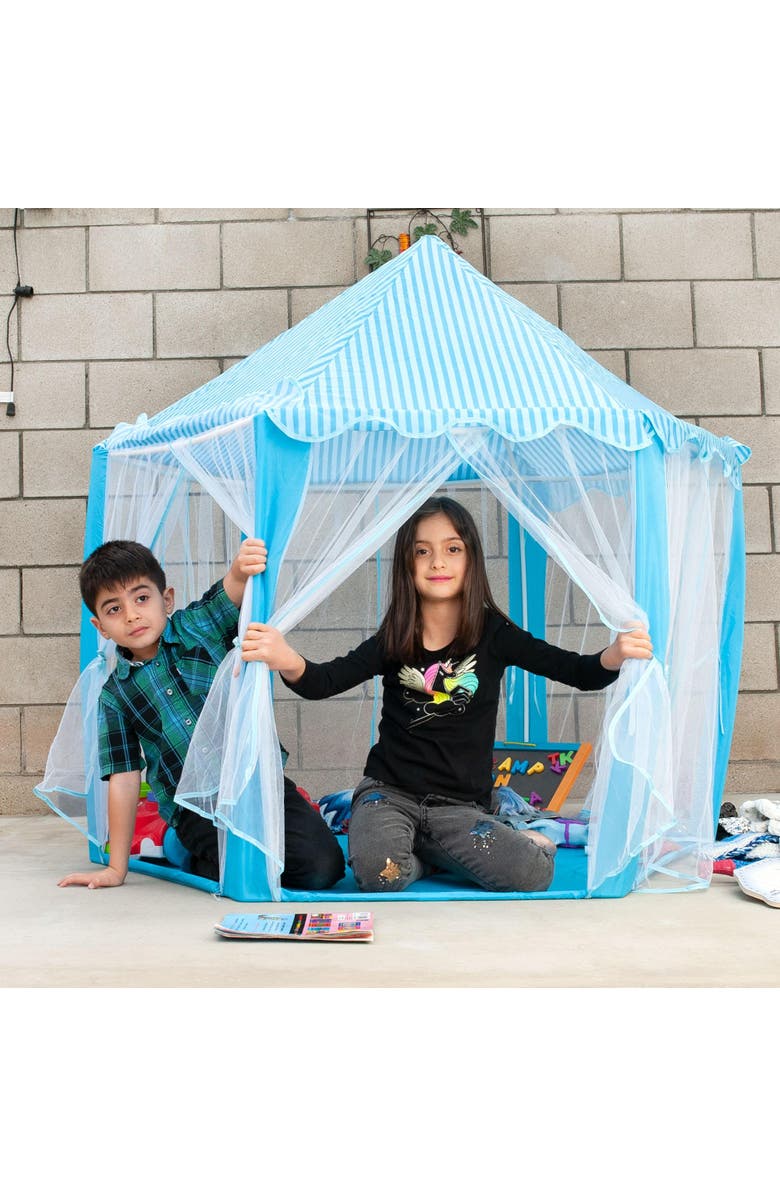 Toynk Blue Hexagon Fantasy Castle Play Tent | 53 x 47 x 55 Inches, Alternate, color, Blue