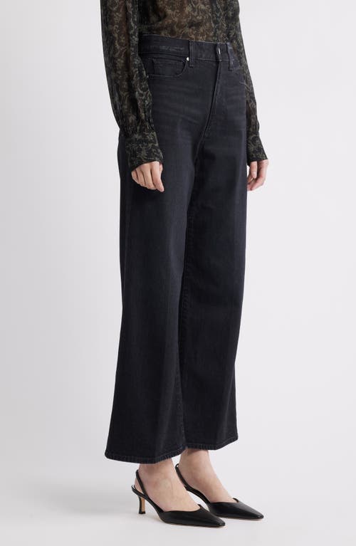 Paige Anessa Raw Hem High Waist Ankle Wide Leg Jeans In Black