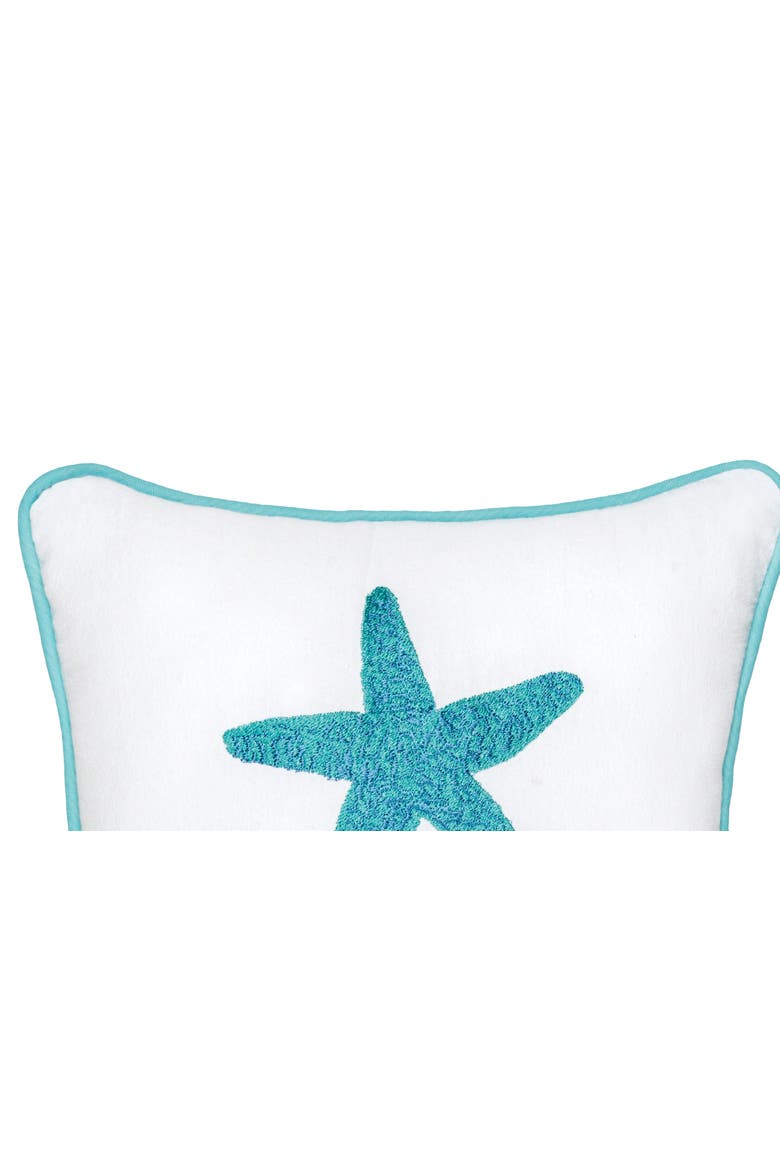 "Home Sweet Beach House" Starfish Mini Cotton Blend Accent Pillow 10" x 10", Alternate, color, Blue