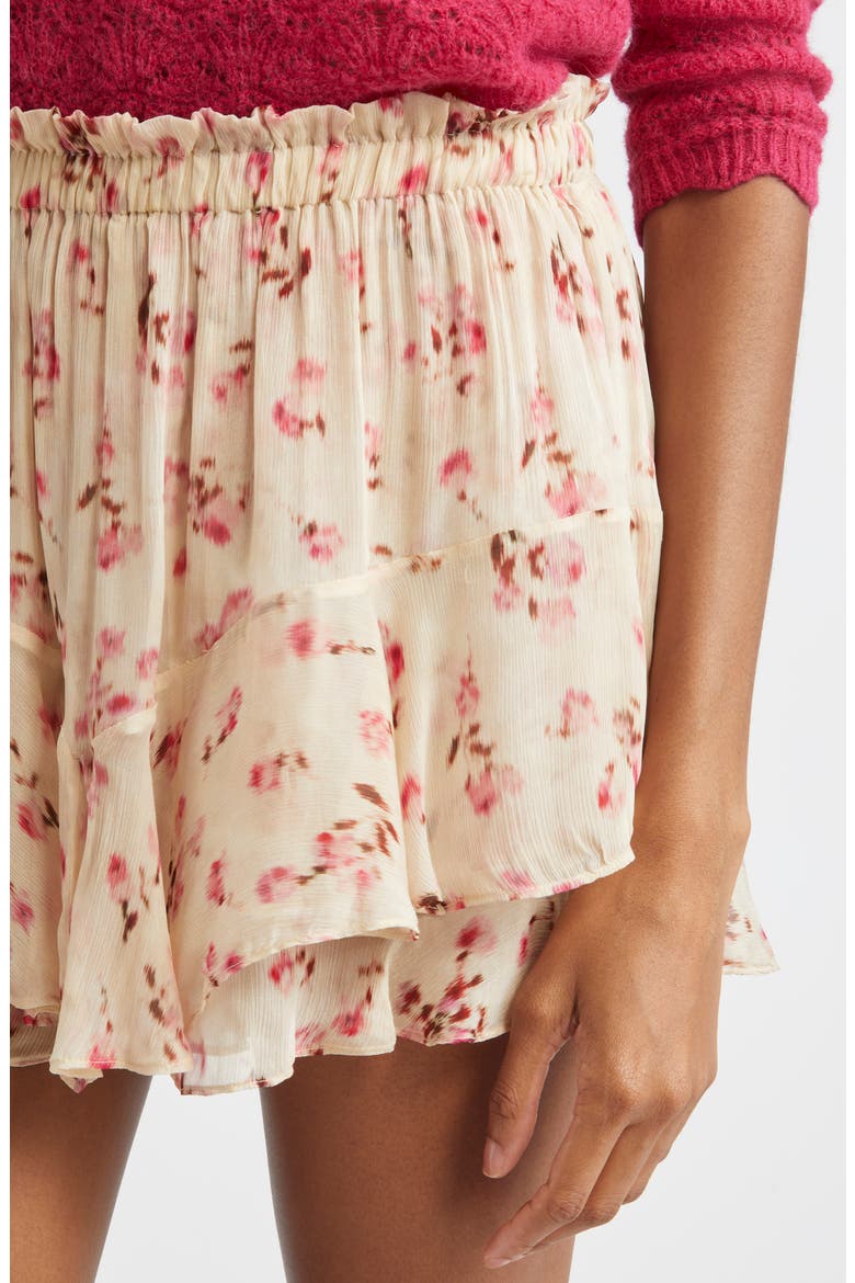 Sornel Floral Print Chiffon Shorts, Alternate, color, BEIGE