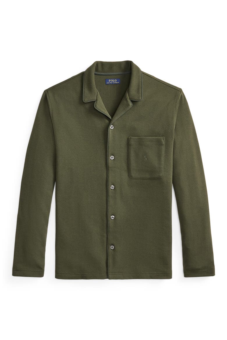 Herringbone Twill Pajama Top, Alternate, color, EQUESTRIAN HERRINGBONE GREEN