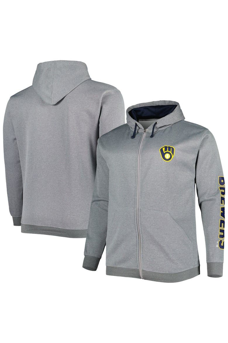 Men's Profile Ash Milwaukee Brewers Big & Tall Pullover Hoodie, Main, color, Ash