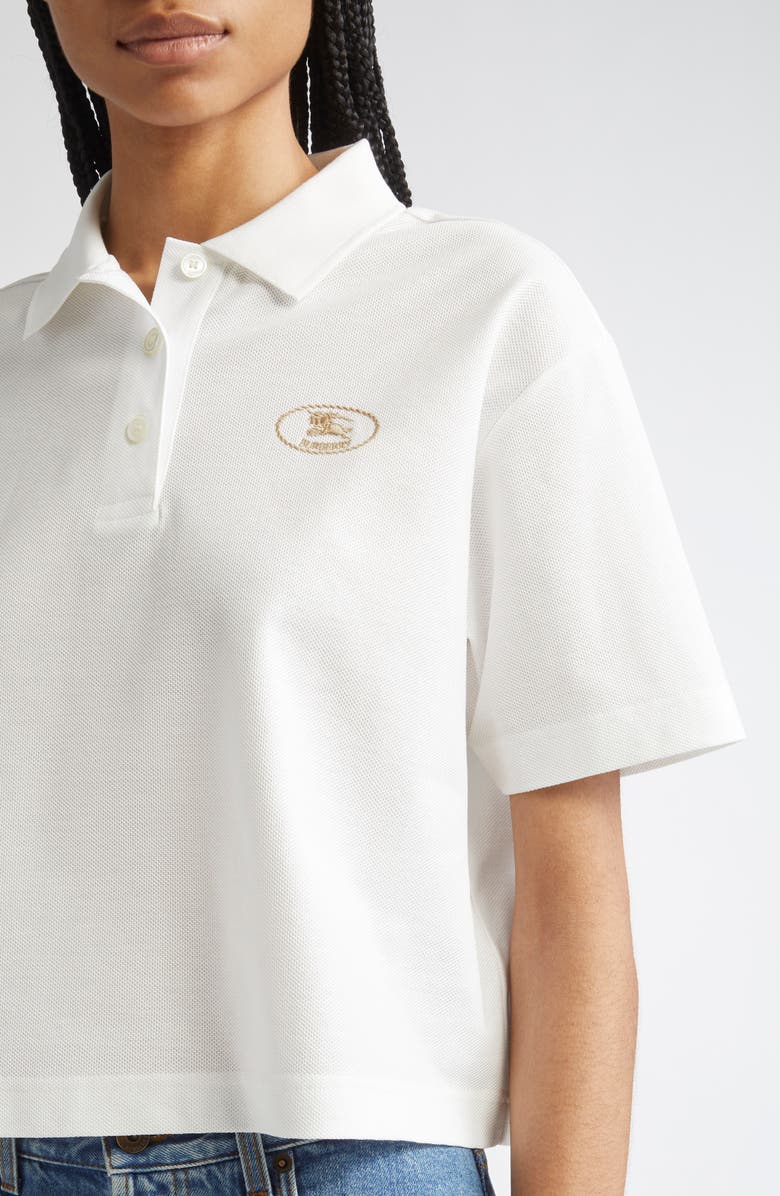Burberry EKD Stamp Crop Cotton Piqué Polo, Alternate, color, 