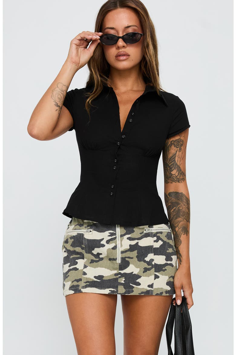Cottesloe Fitted Button-Up Shirt, Alternate, color, BLACK