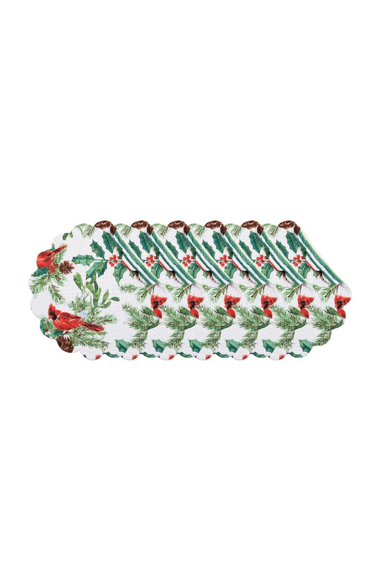 C&F Home Delwyn Cardinal Round Placemats Set of 6, 17", Main, color, Red