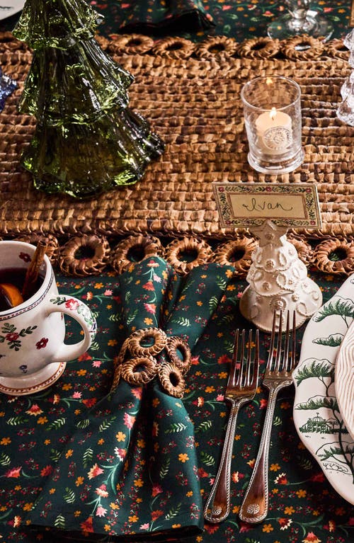 Juliska Klara Set Of 4 Cotton Napkins In Green