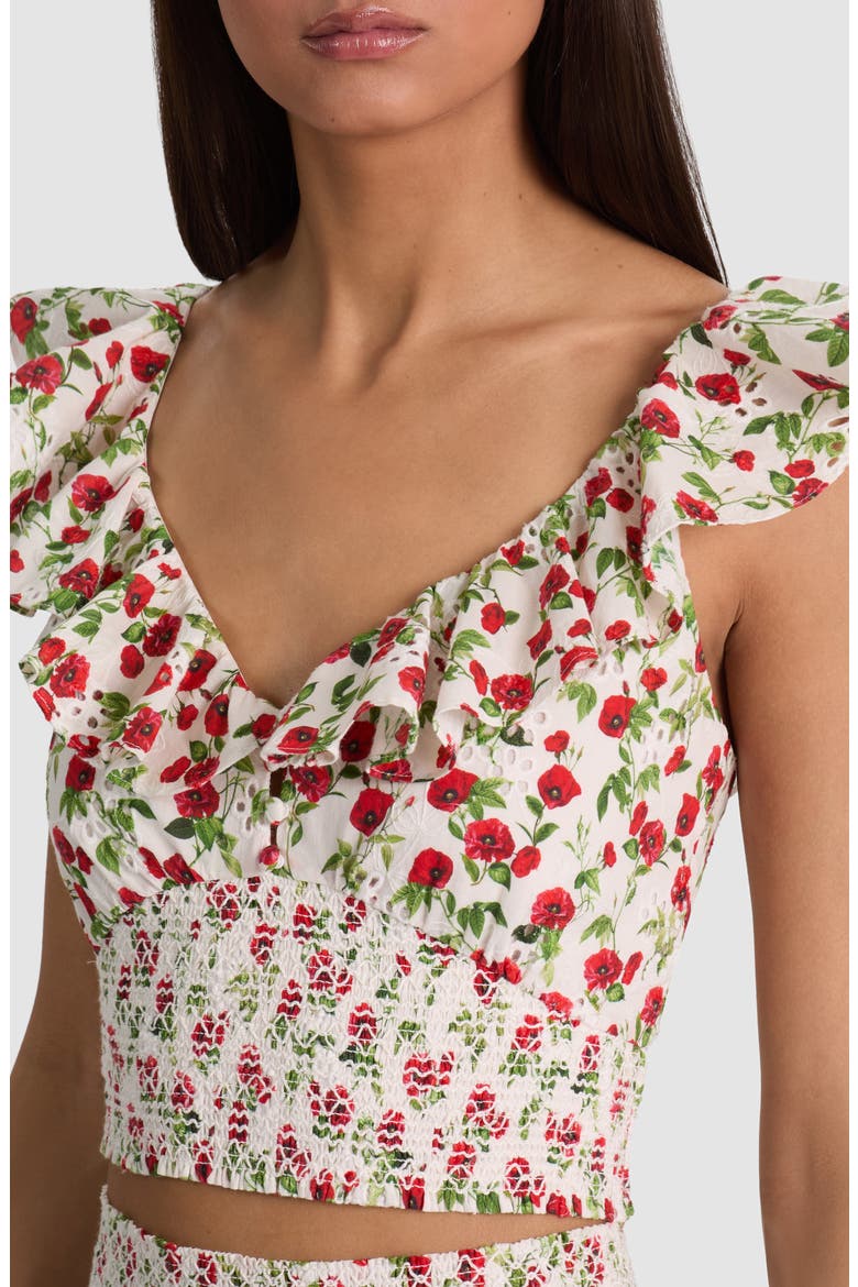 Gemma Embroidered Eyelet Top, Alternate, color, SUMMER POPPY SM