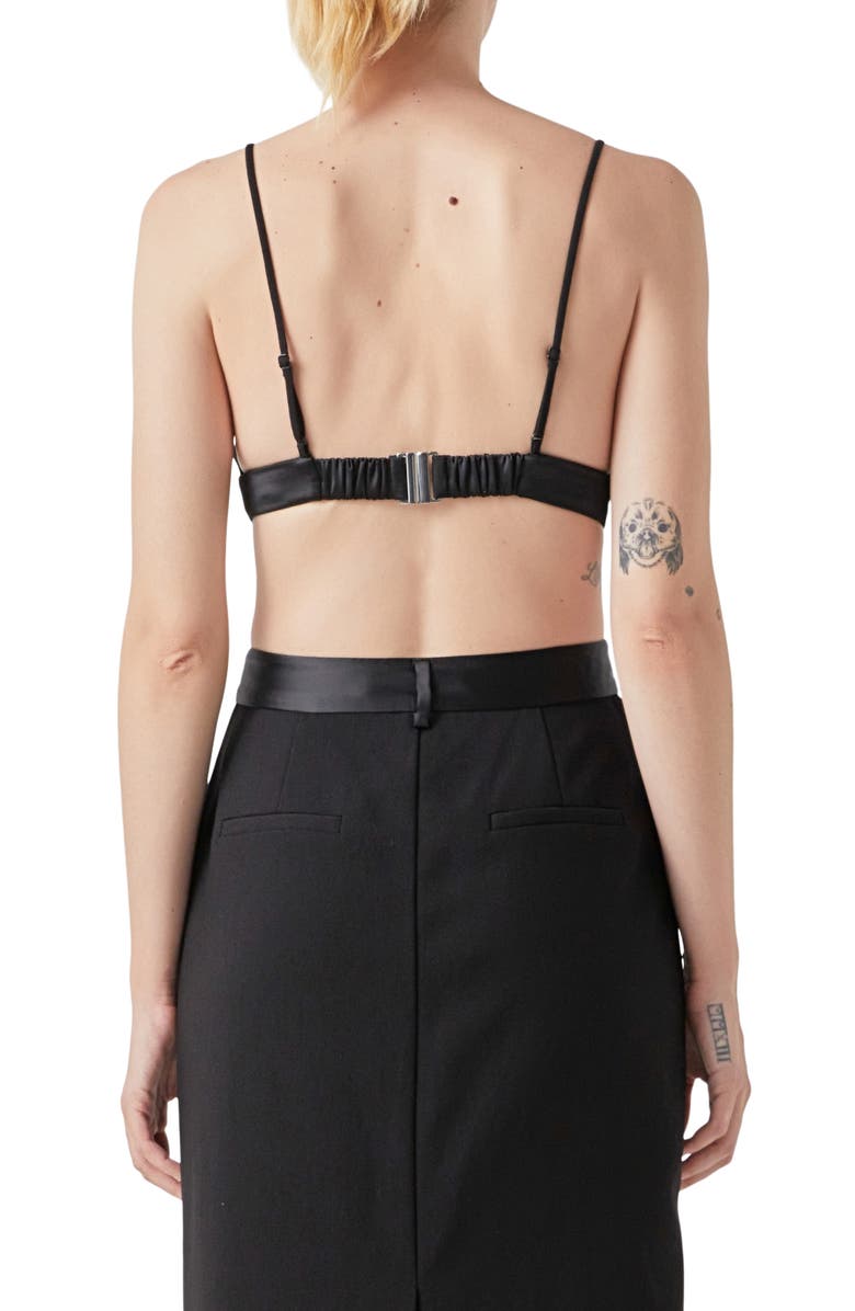 Grey Lab Satin Trim Bra Top, Alternate, color, Black
