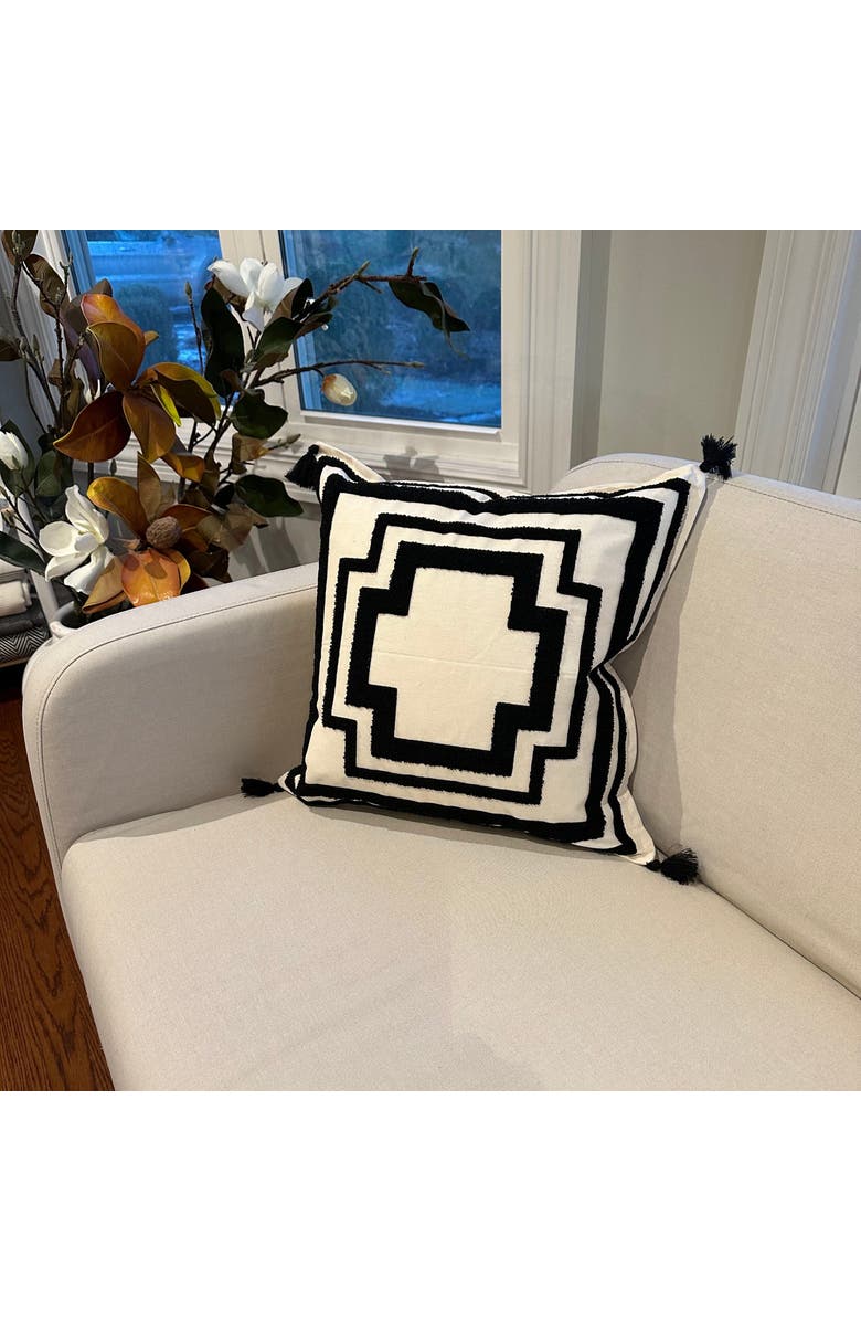 Olive & Linen Geometric Tufted Throw Pillow Cover, Alternate, color, Black Ivory